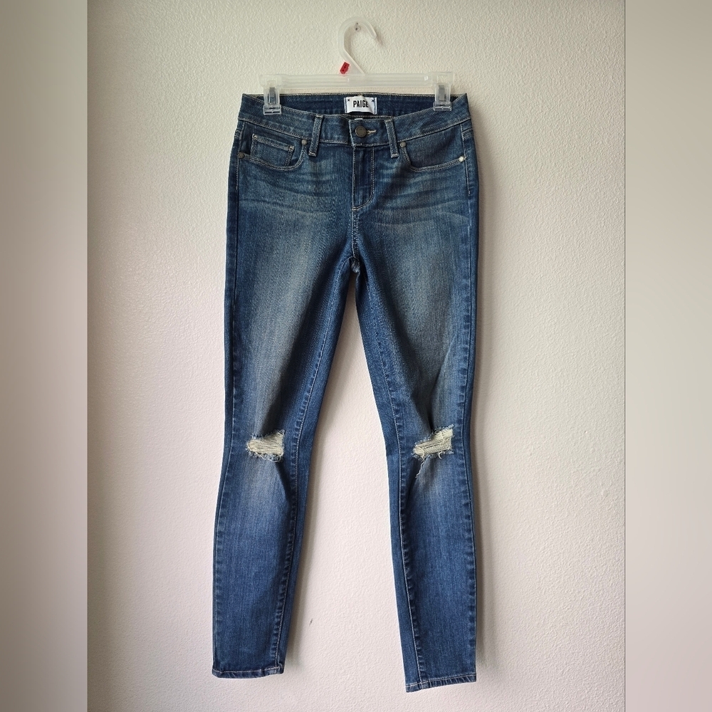 PAIGE Women's Distressed Blue Skinny Jeans